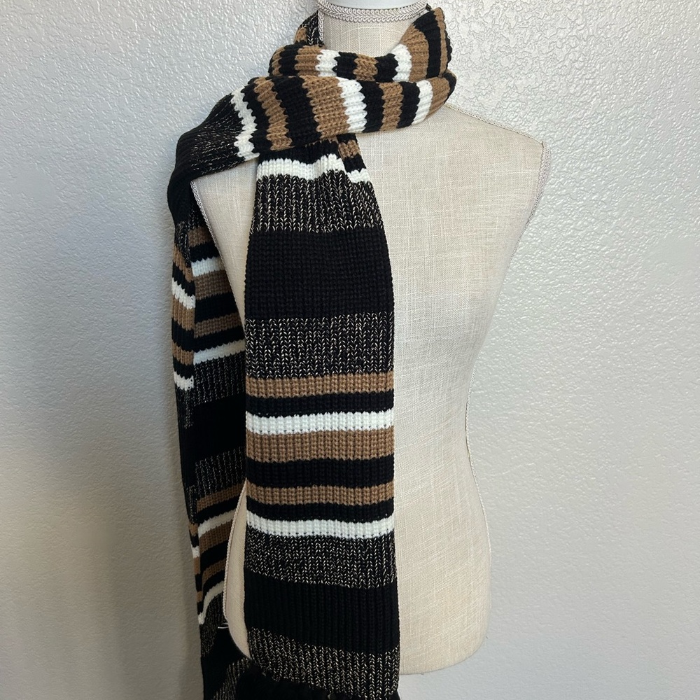 MICHAEL Michael Kors Black and Brown Knit Scarf
